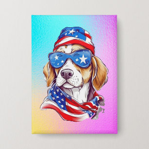 Badge Sublimation de chien du 4 juillet-66361
