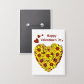 Badge Sunflower Heart Valentine's Day Button (Recto/Verso)