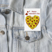 Badge Sunflower Heart Valentine's Day Button (Insitu)