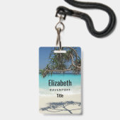 Badge Sunny Tropical Beach Ocean Paradise (Dos avec cordon)