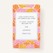 Badge Super Boho rose Floral employé unique ID photo (Dos)