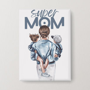 Badge Super Maman – Maternité réconfortante et amour fam