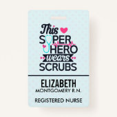 Badge Superbe infirmière Superhero dire la typographie (Dos)