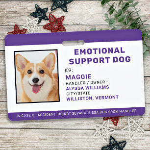 Badge Support émotionnel Chien photo personnalisé ID ani