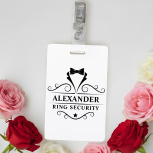 Badge Sûreté Anneau de Mariage Noir Cravate Smoking