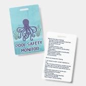 Badge Surveillant de sécurité de la piscine (Avant & arrière)