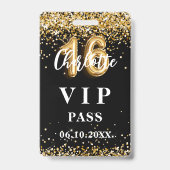 Badge Sweet 16 black or vip party pass (Front)