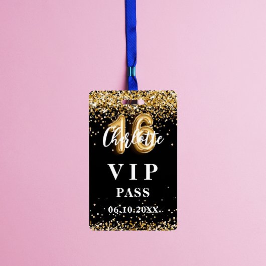 Badge Sweet 16 black or vip party pass