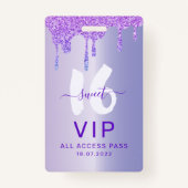 Badge Sweet 16 Glittery Purple Drips Invitation Annivers (Devant)