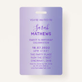 Badge Sweet 16 Glittery Purple Drips Invitation Annivers (Dos)