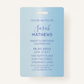 Badge Sweet 16 Ice Blue Metallic Invitation Anniversaire (Dos)