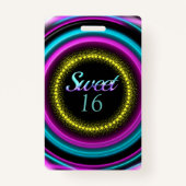 Badge Sweet 16 Neon fête d'anniversaire (Dos)