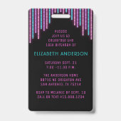 Badge Sweet 16 Neon Fête d'anniversaire (Dos)