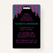 Badge Sweet 16 Neon Fête d'anniversaire (Dos)