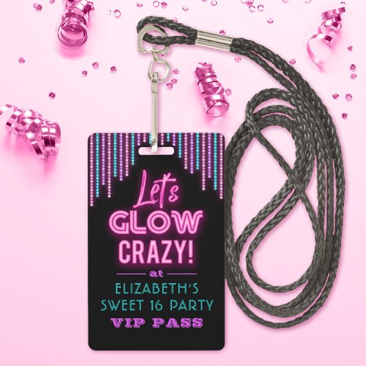 Badge Sweet 16 Neon Fête d'anniversaire