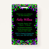 Badge Sweet 16 Neon Glow Anniversaire Invitation VIP Pas (Dos)