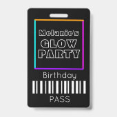 Badge Sweet 16 Neon Glow Carte d'identité de naissance e (Arrière)