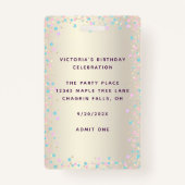 Badge Sweet 16 points de Parties scintillant arc-en-ciel (Dos)