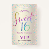 Badge Sweet 16 Rainbow Parties scintillant Gold Annivers (Devant)