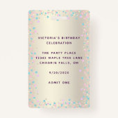 Badge Sweet 16 Rainbow Parties scintillant Gold Annivers (Dos)