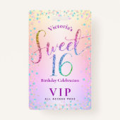 Badge Sweet 16 Rainbow Parties scintillant Ombre Anniver (Devant)