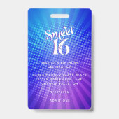 Badge Sweet 16 Super Purple Blue Gradient Boho VIP Pass (Arrière)