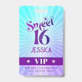 Badge Sweet 16 Super Purple Blue Gradient Boho VIP Pass (Avant)