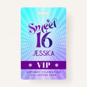 Badge Sweet 16 Super Purple Blue Gradient Boho VIP Pass (Devant)