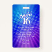Badge Sweet 16 Super Purple Blue Gradient Boho VIP Pass (Dos)