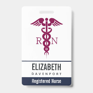 Badge Symbole de la RN infirmière autorisée Simple Red C