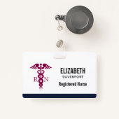 Badge Symbole de la RN infirmière autorisée Simple Red C (Front with Retractable)