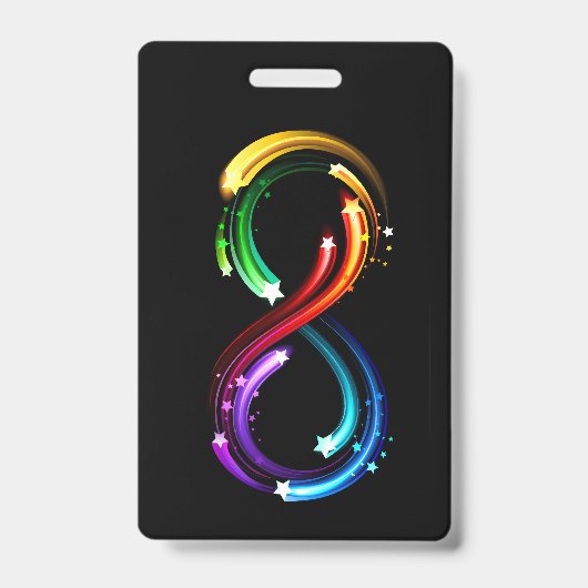 Badge Symbole de l'infini de comètes arc-en-ciel (Avant)