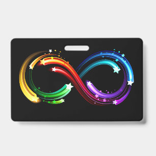 Badge Symbole de l'infini de comètes arc-en-ciel