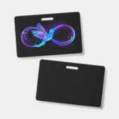 Badge Symbole d'infini néon avec colibri brillant (Recto et verso)