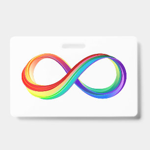 Badge Symbole d'infinité arc-en-ciel stratifié