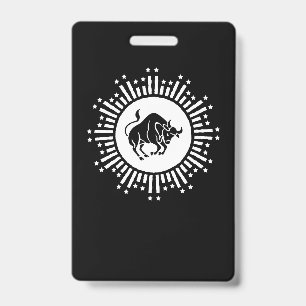 Badge Symbole du zodiaque Taureau avec explosion stellai