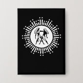 Badge Symbole Gemini Zodiac avec étoiles Noir et Blanc (Recto)