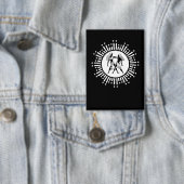 Badge Symbole Gemini Zodiac avec étoiles Noir et Blanc (Insitu)