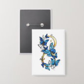 Badge Symbole infini de papillons Morpho bleus (Recto/Verso)