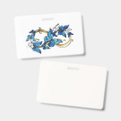 Badge Symbole infini de papillons Morpho bleus (Avant & arrière)