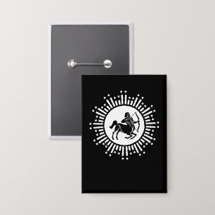 Badge Symbole zodiaque Sagittarius avec Starburst