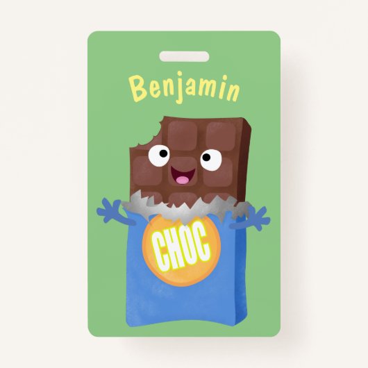 Badge Sympa chocolat chocolat bonbon bar personnage de d (Devant)