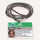 Badge Syndrome de Tourettes d'alerte Médicale modifiable (Devant avec lanière)