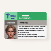 Badge Syndrome de Tourettes d'alerte Médicale modifiable (Devant)