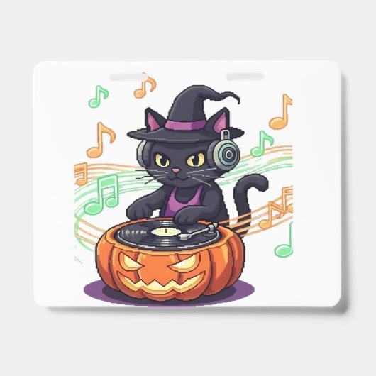 Badge T-Shirt Oversized Halloween chat Dj (Avant)