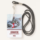 Badge Tabby gris mou Chat avec Noël Casquette (Derrière avec lanière)