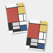 Badge Tableau de Mondrian Rouge Plan Jaune Noir Gris Ble (Avant & arrière)