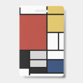 Badge Tableau de Mondrian Rouge Plan Jaune Noir Gris Ble (Arrière)