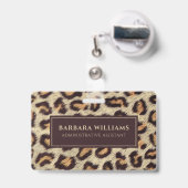 Badge Taches Brown léopard motif fausse texture de fourr (Arrière avec rétractable)