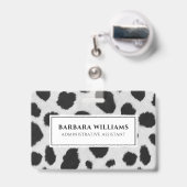 Badge Taches de vache noire et blanche texture de fourru (Arrière avec rétractable)